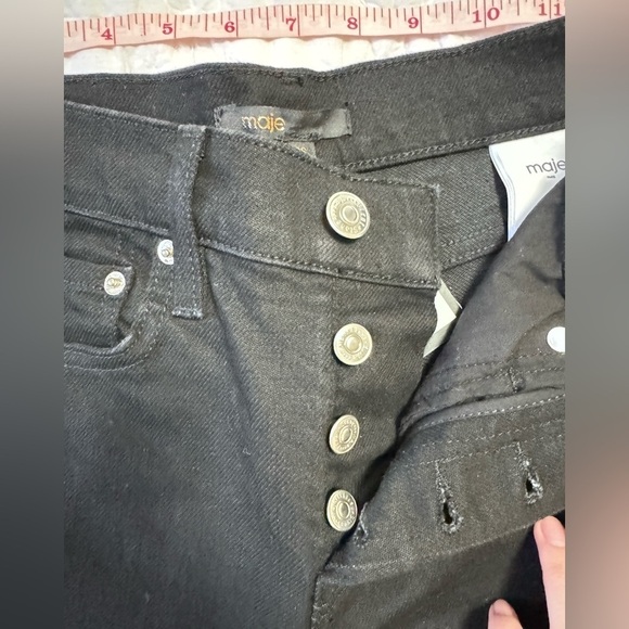 NWT MAJE High Waisted Black Jeans With Split at the Front Size Small - Picture 8 of 12